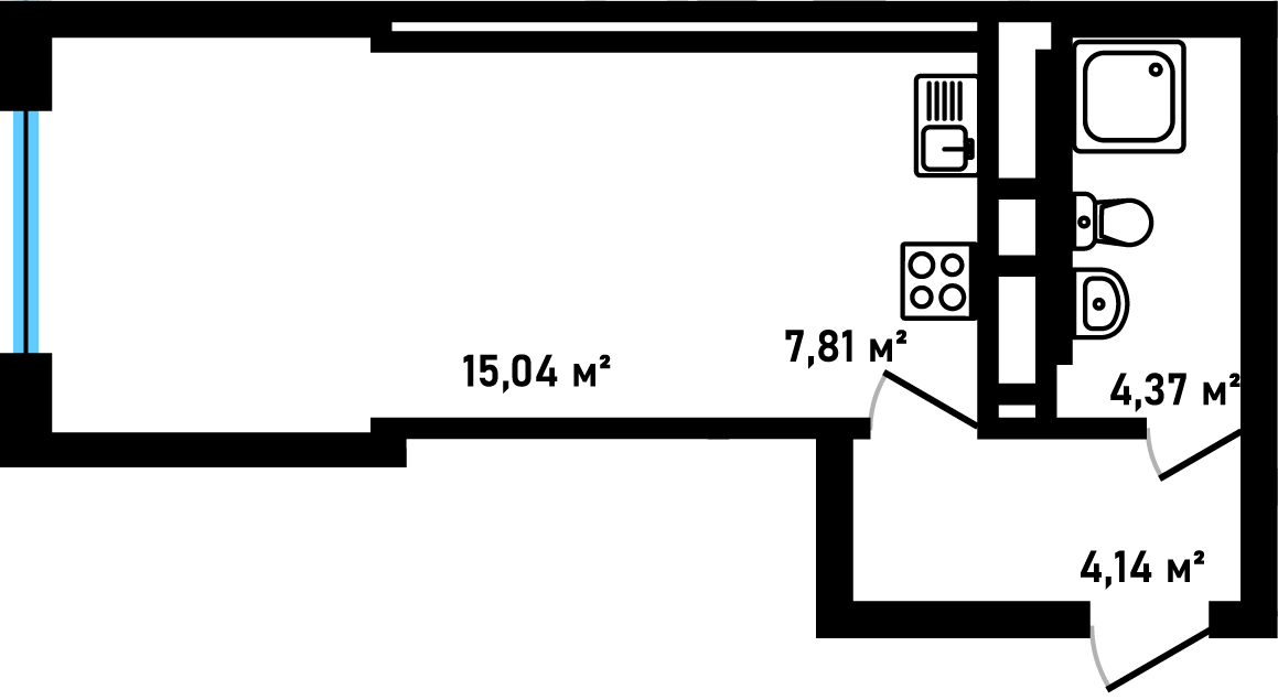 Планировка: Студия, 31,36 м²
